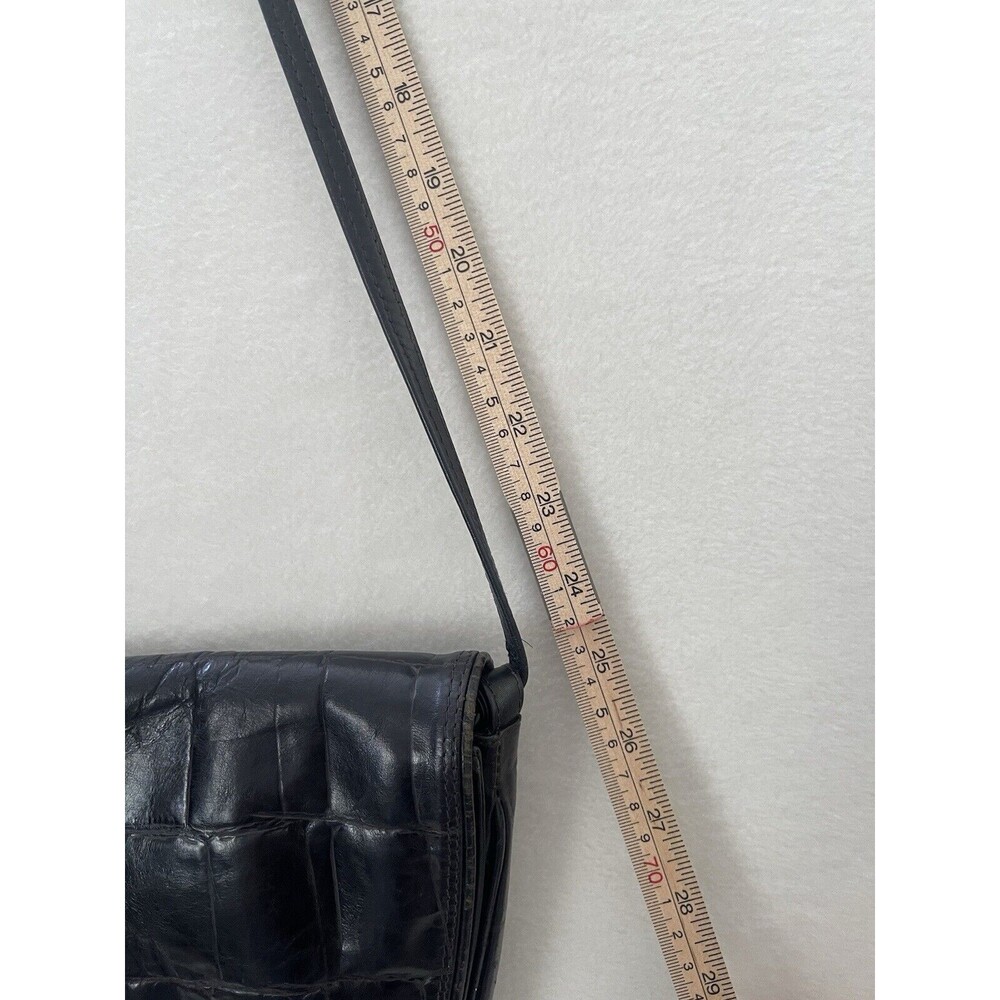 Vintage Robinson’s‎ Crescent Crossbody Genuine Leather Black Purse Made In Italy - Picture 6 of 16